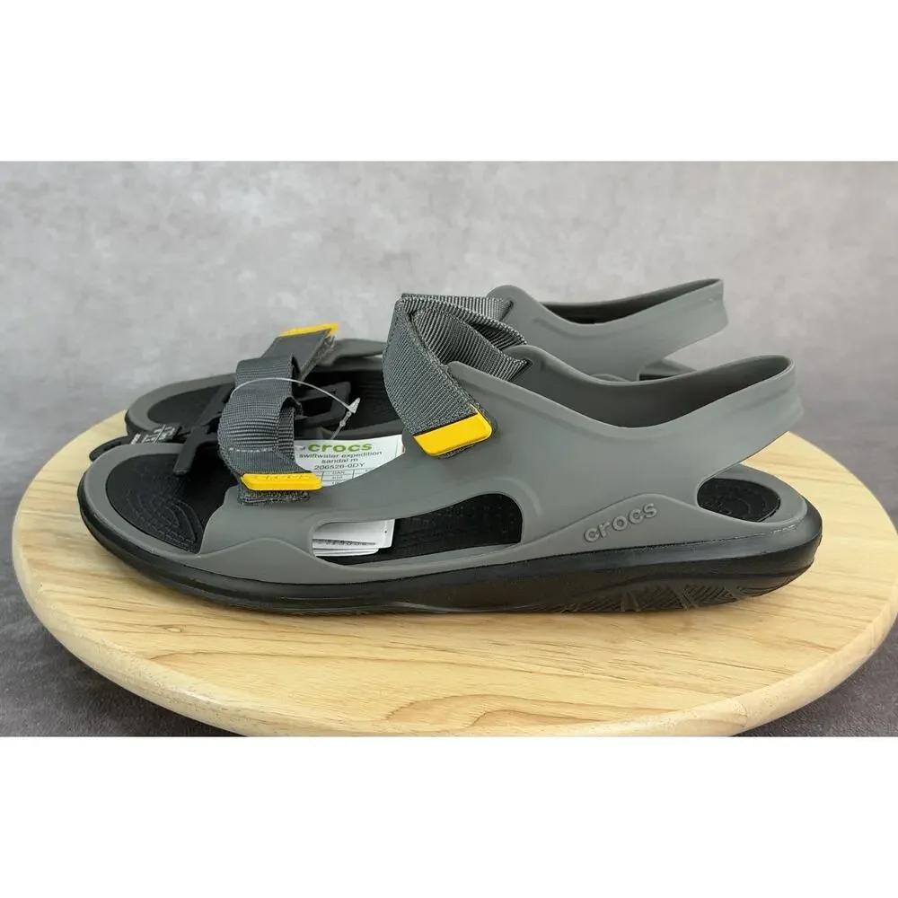 Men's Crocs Swiftwater Expedition Sandals Water Shoes Gray / Yellow Size 10